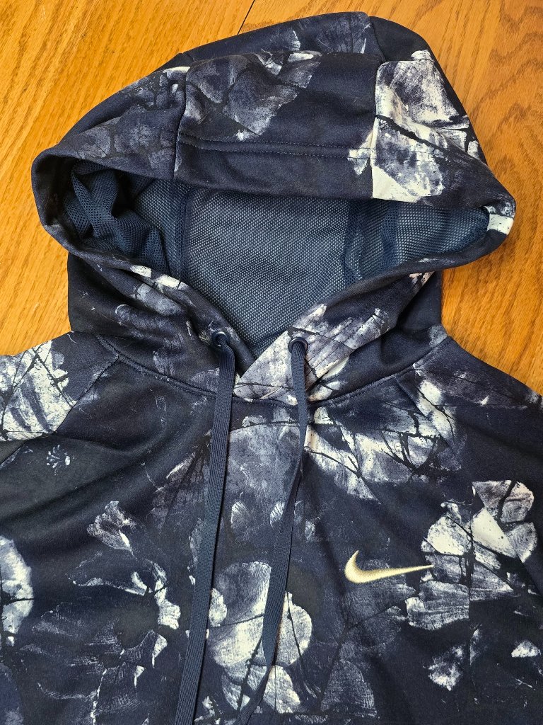 Share Mens Nike Hoodie Therma Fit Fitness Blue Floral All Over Print Size Small